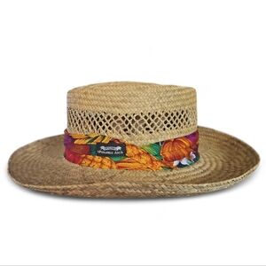 Panama Jack Straw Hat Large Tropical Band Vintage USA-Made Resort Vacation Sun